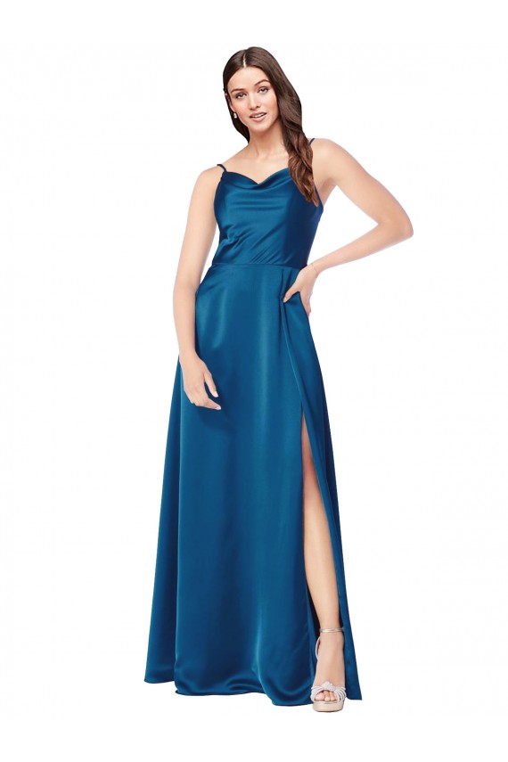 Cowl Neck Salky Satin Bridesmaid Dress / Prom Dress Brisbane