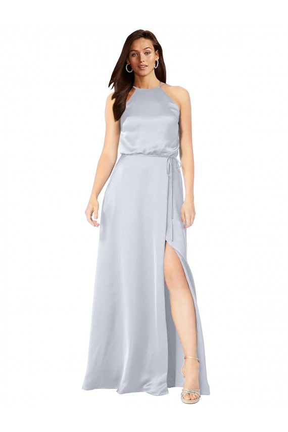 Halter Neck Formal Silky Satin Bridesmaid Dress with Strappy Back Brisbane