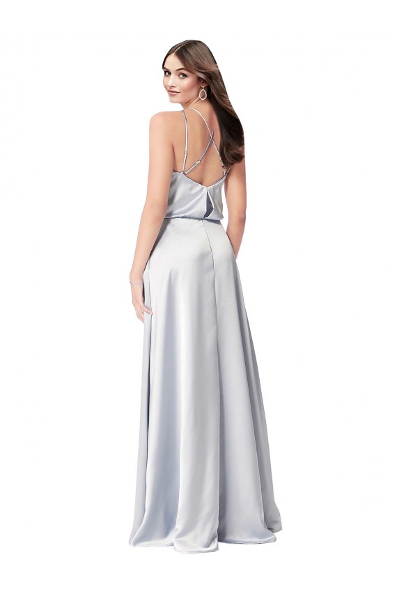 Halter Neck Formal Silky Satin Bridesmaid Dress with Strappy Back Brisbane