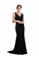 V-Neck Full Length Formal Silky Satin Bridesmaid Dress / Prom Dress with Soft Cowl Neck and Sweep Train Brisbane