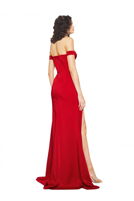 Off the Shoulder Sweetheart Bustier Style Formal Silky Satin Bridesmaid Dress / Prom Dress with Side Split Brisbane