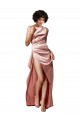 Low Back One Shoulder Full Length Formal Silky Satin Bridesmaid Dress / Prom Dress Brisbane