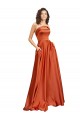 Strapless Sweep Train Formal Silky Satin Bridesmaid Dress / Prom Dress with Pleats Brisbane