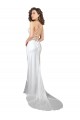 Simple Lace Up Back Cowl Neck Long Sweep Train Silky Satin Beach Wedding Dress Brisbane