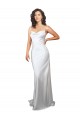 Simple Sweep Train Low Back Tie Cowl Neck Long Silky Satin Beach Wedding Dress Brisbane