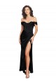 Fitted Sweetheart Neckline Formal Silky Satin Bridesmaid Dress / Prom Dress with Off the Shoulder Sleeves and High Slit Brisbane