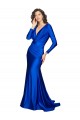 Deep V-Neck Long Sleeves Formal Silky Satin Bridesmaid Dress / Prom Dress Brisbane
