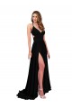 High Slit Open Back Long Formal Spandex Bridesmaid Dress / Prom Dress with Lined Crossover Bust Brisbane
