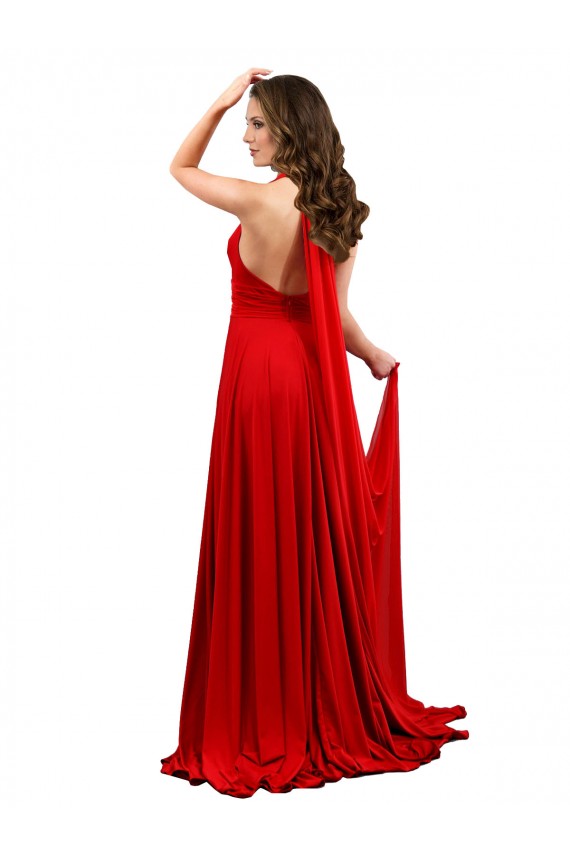 High Slit A-Line Halter Long Formal Spandex Bridesmaid Dress / Prom Dress Open Back Brisbane