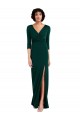 Floor Length 3/4 Sleeves V-Back Draped Wrap Formal Maxi Spandex Bridesmaid Dress / Prom Dress Brisbane