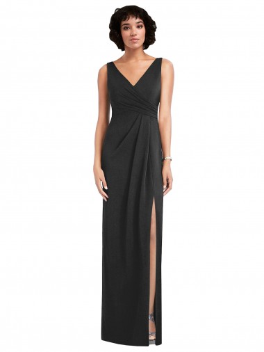 Draped Wrap Formal Maxi Spandex Bridesmaid Dress / Prom Dress with Front Slit Brisbane