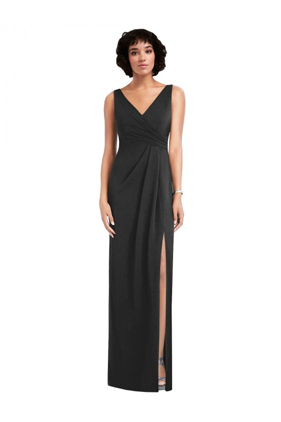 Draped Wrap Formal Maxi Spandex Bridesmaid Dress / Prom Dress with Front Slit Brisbane