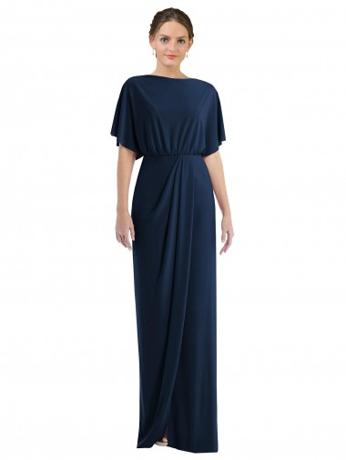Open Back Short Sleeves Draped Tulip Skirt Maxi Spandex Bridesmaid Dress / Prom Dress Brisbane