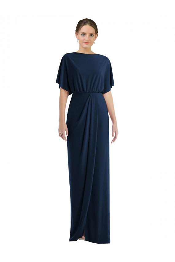 Open Back Short Sleeves Draped Tulip Skirt Maxi Spandex Bridesmaid Dress / Prom Dress Brisbane