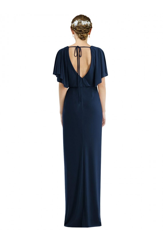 Open Back Short Sleeves Draped Tulip Skirt Maxi Spandex Bridesmaid Dress / Prom Dress Brisbane