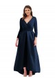 Long Sleeves Wrapped Formal Spandex Bridesmaid Dress / Prom Dress with High Low Full Skirt and Pockets Brisbane