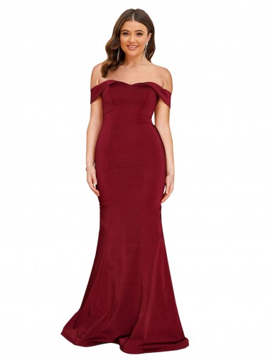 Off Shoulder Sleeves Sweetheart Neckline Long Formal Spandex Bridesmaid Dress / Prom Dress Brisbane