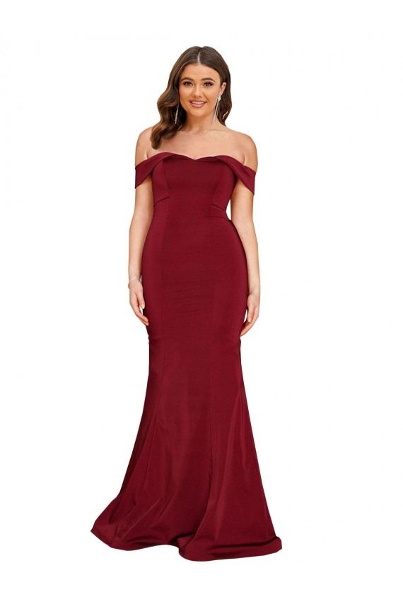 Off Shoulder Sleeves Sweetheart Neckline Long Formal Spandex Bridesmaid Dress / Prom Dress Brisbane