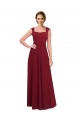 Square Neck Subtle Cap Sleeeves Crepe Bridesmaid Dress / Prom Dress Brisbane