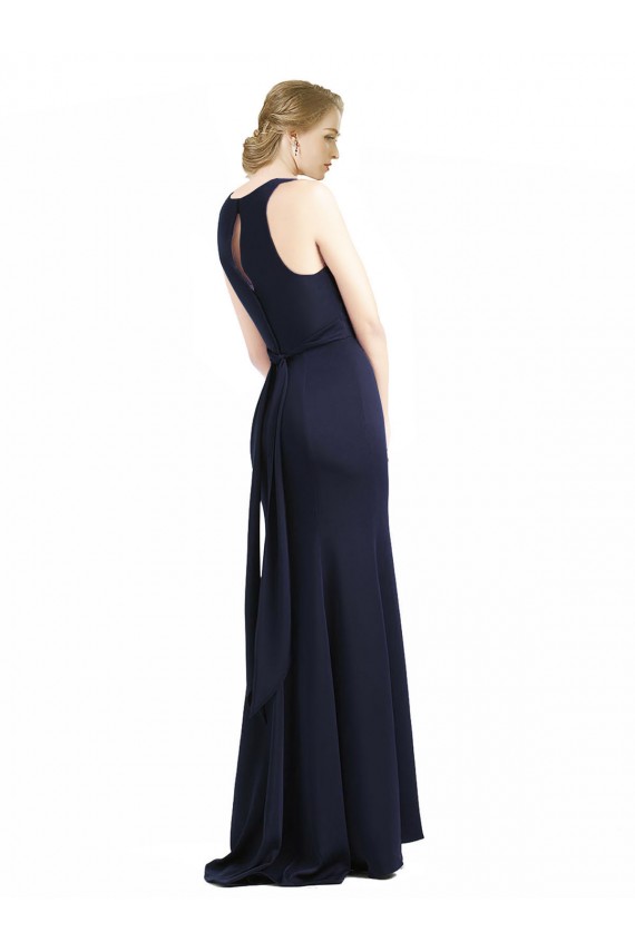 High Neck Sheath Long Crepe Bridesmaid Dress / Prom Dress Brisbane