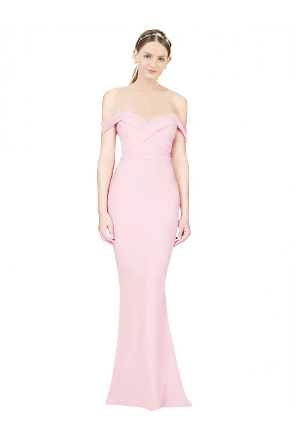 Full Length Off the Shoulder Bridesmaid Dress / Prom Dress with Twist Front Brisbane