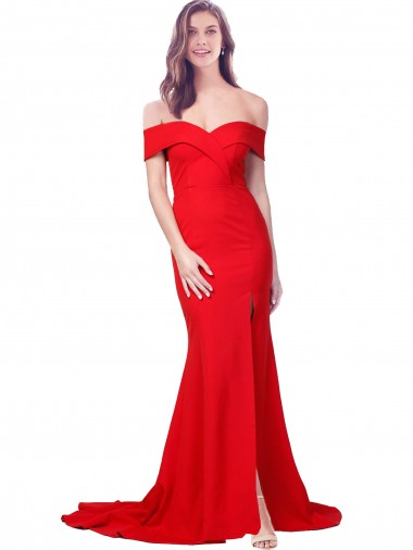 Criss Cross Full Length Long Formal Crepe Bridesmaid Dress / Prom Dress with Side Split Brisbane