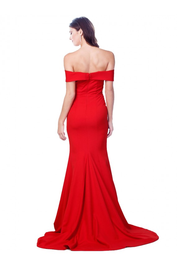 Criss Cross Full Length Long Formal Crepe Bridesmaid Dress / Prom Dress with Side Split Brisbane