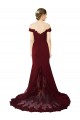 Full Length Off the Shoulder Formal Crepe Bridesmaid Dress / Prom Dress with Lace On Bodice and Back Brisbane