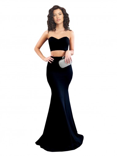 Two Piece High Neck Formal Crepe Bridesmaid Dress / Prom Dress Brisbane