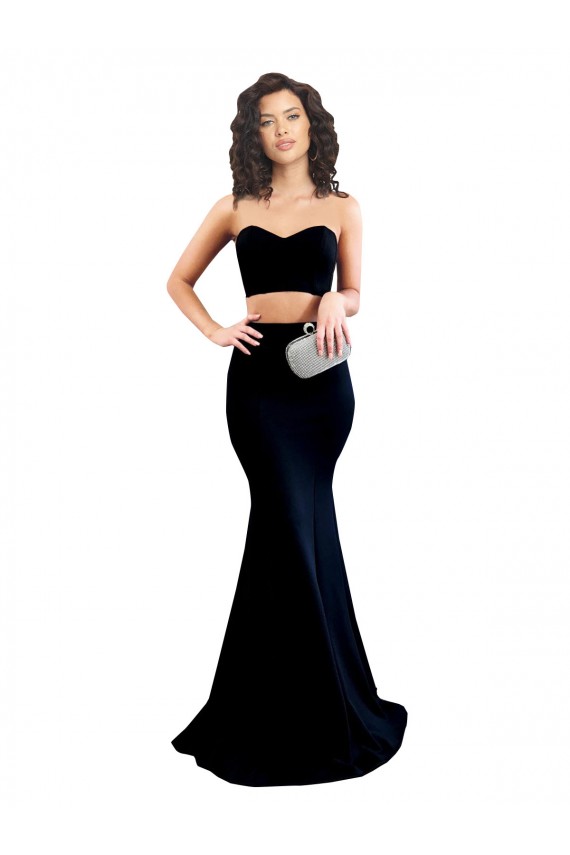 Two Piece High Neck Formal Crepe Bridesmaid Dress / Prom Dress Brisbane