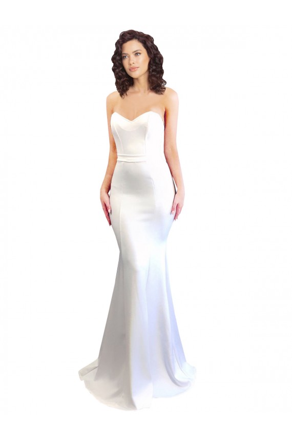 Sweetheart Strapless High Neck Long Formal Crepe Bridesmaid Dress / Prom Dress Brisbane