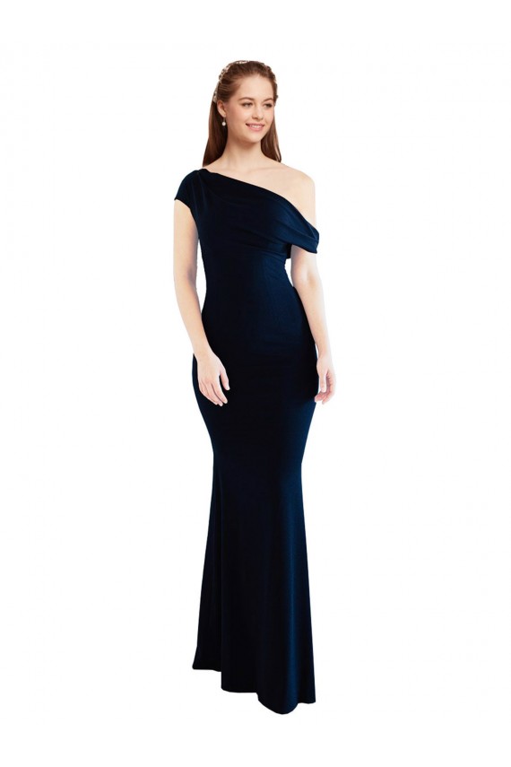 Draped Off the Shoulder Fitted Formal Crepe Bridesmaid Dress / Prom Dress Brisbane
