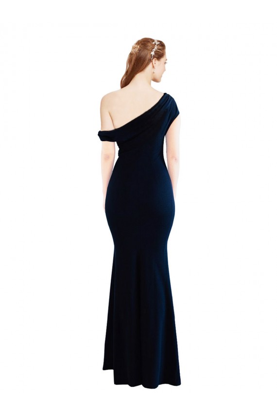Draped Off the Shoulder Fitted Formal Crepe Bridesmaid Dress / Prom Dress Brisbane