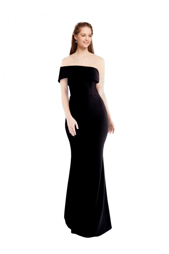 Asymmetrical Draped Off the Shoulder Banded Formal Crepe Bridesmaid Dress / Prom Dress Brisbane