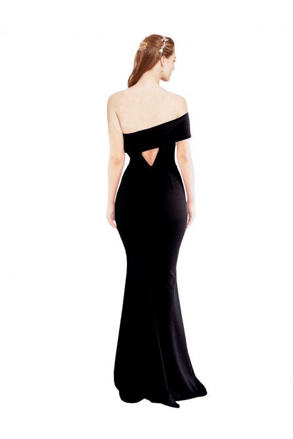Asymmetrical Draped Off the Shoulder Banded Formal Crepe Bridesmaid Dress / Prom Dress Brisbane