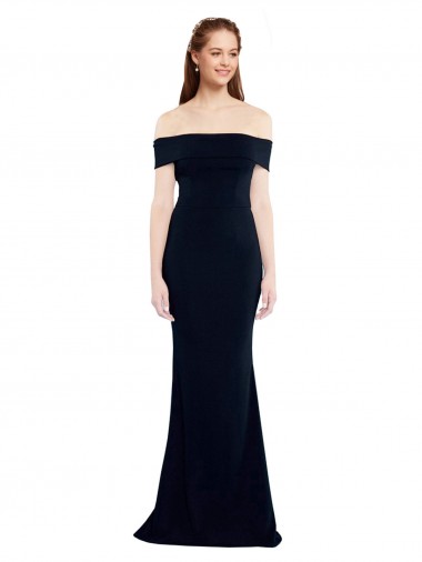 Off the Shoulder Fitted Formal Crepe Bridesmaid Dress / Prom Dress with Back Cut Out Brisbane