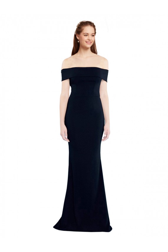 Off the Shoulder Fitted Formal Crepe Bridesmaid Dress / Prom Dress with Back Cut Out Brisbane