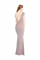 Boat Neck Cap Sleeve Formal Crepe Bridesmaid Dress / Prom Dress with Plunging Tie Back Brisbane