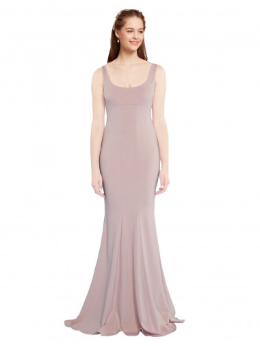 Sleeveless Scoop Neck Fully Lined Formal Crepe Bridesmaid Dress / Prom Dress Brisbane