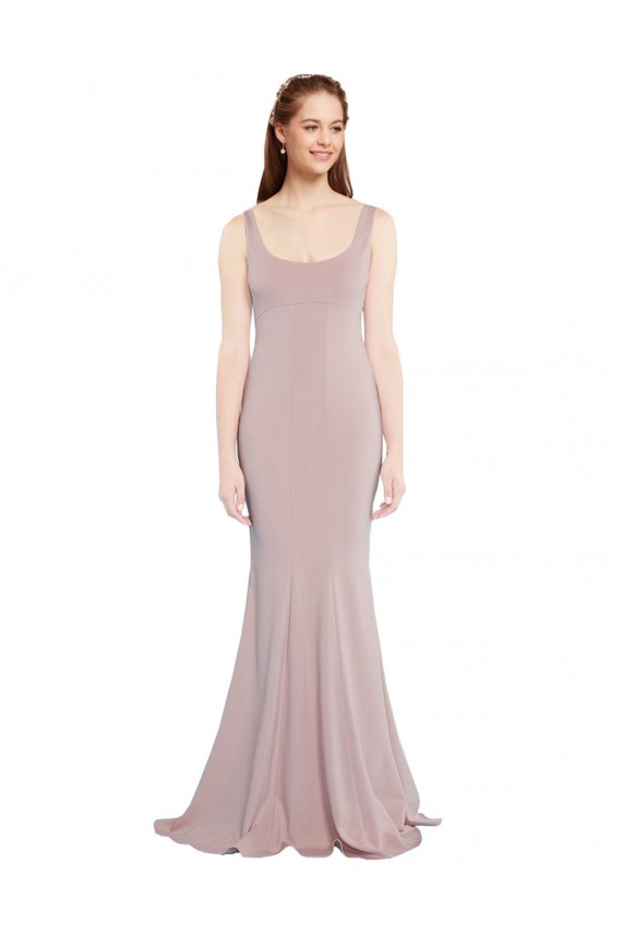 Sleeveless Scoop Neck Fully Lined Formal Crepe Bridesmaid Dress / Prom Dress Brisbane