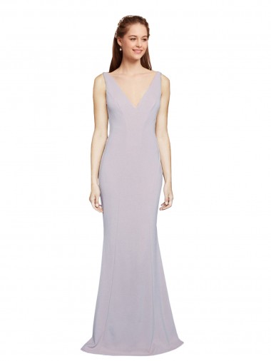 Cut-Out Back V-Neckline Mermaid Formal Crepe Bridesmaid Dress / Prom Dress Keyhole Back Brisbane