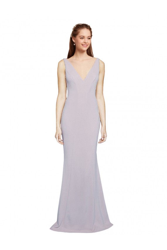 Cut-Out Back V-Neckline Mermaid Formal Crepe Bridesmaid Dress / Prom Dress Keyhole Back Brisbane