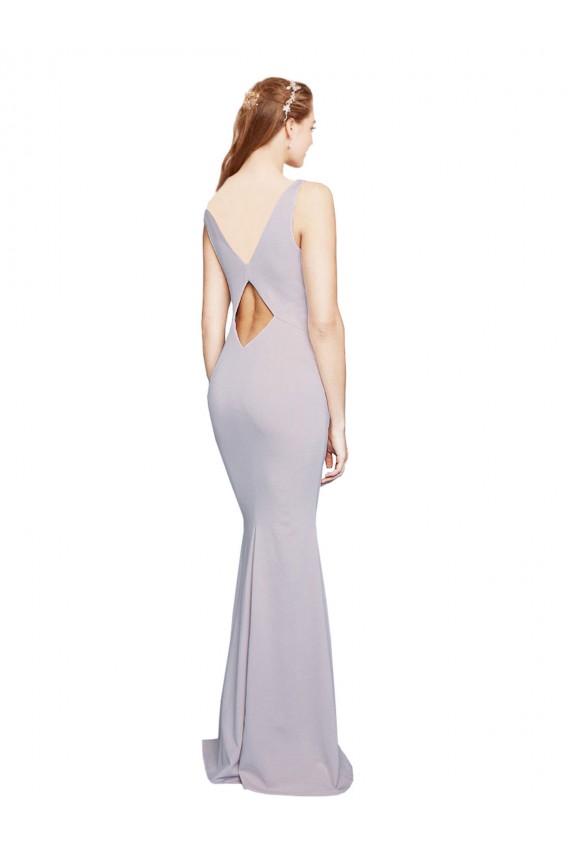 Cut-Out Back V-Neckline Mermaid Formal Crepe Bridesmaid Dress / Prom Dress Keyhole Back Brisbane