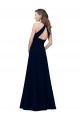 High Neck Crepe Bridesmaid Dress / Prom Dress with Pleats and Keyhole Back Brisbane