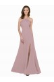 High Neck Crepe Bridesmaid Dress / Prom Dress with Pleats and Keyhole Back Brisbane