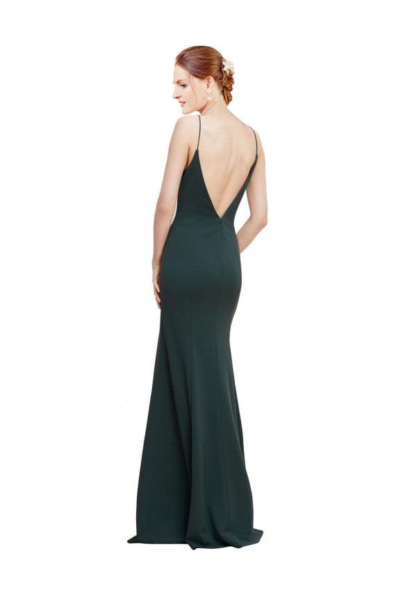 Deep V-Neck and Back Long Formal Crepe Bridesmaid Dress / Prom Dress Brisbane