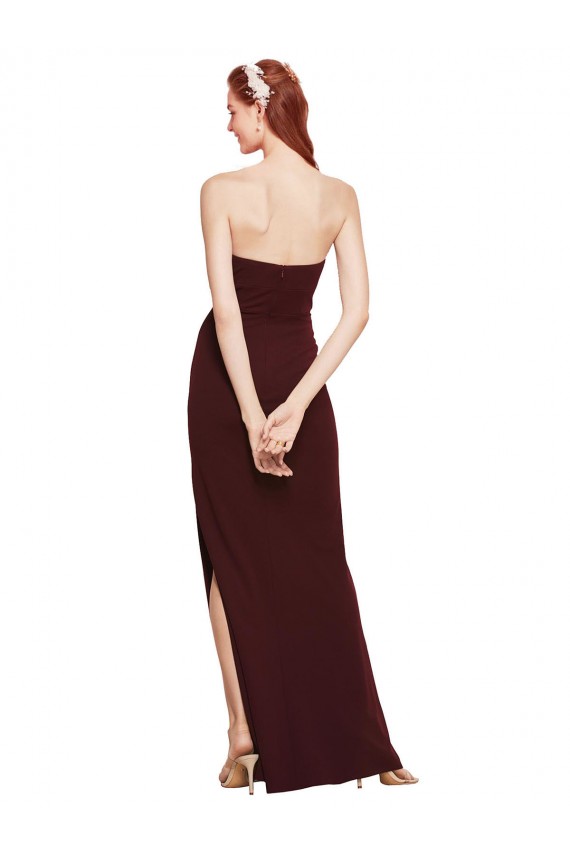 Twisted Strapless Keyhole Long Formal Crepe Bridesmaid Dress / Prom Dress with Slit Brisbane