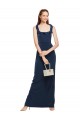 Scoop Neck with Ruffles Long Formal Crepe Bridesmaid Dress / Prom Dress with Back Slit Brisbane