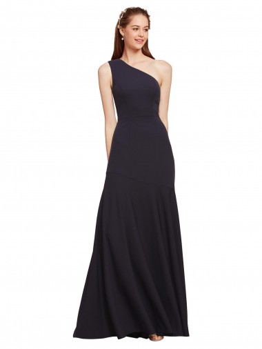 Fit and Flare Formal Crepe Bridesmaid Dress / Prom Dress with One Shoulder Brisbane