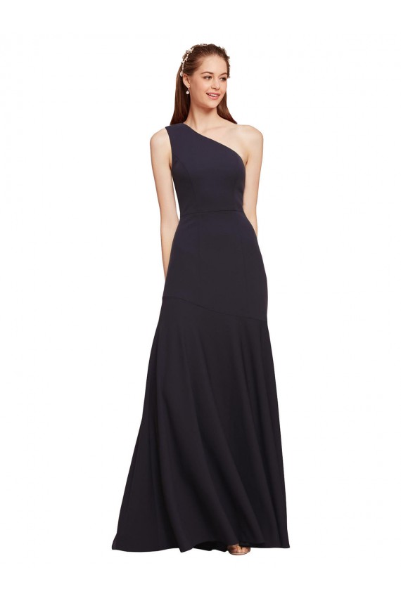 Fit and Flare Formal Crepe Bridesmaid Dress / Prom Dress with One Shoulder Brisbane